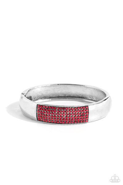 Record-Breaking Bling - Hinged Red Bracelet