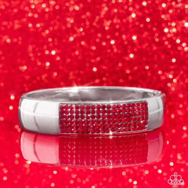 Record-Breaking Bling - Hinged Red Bracelet