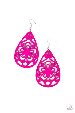 Paparazzi Marine Eden Wooden Pink Earrings