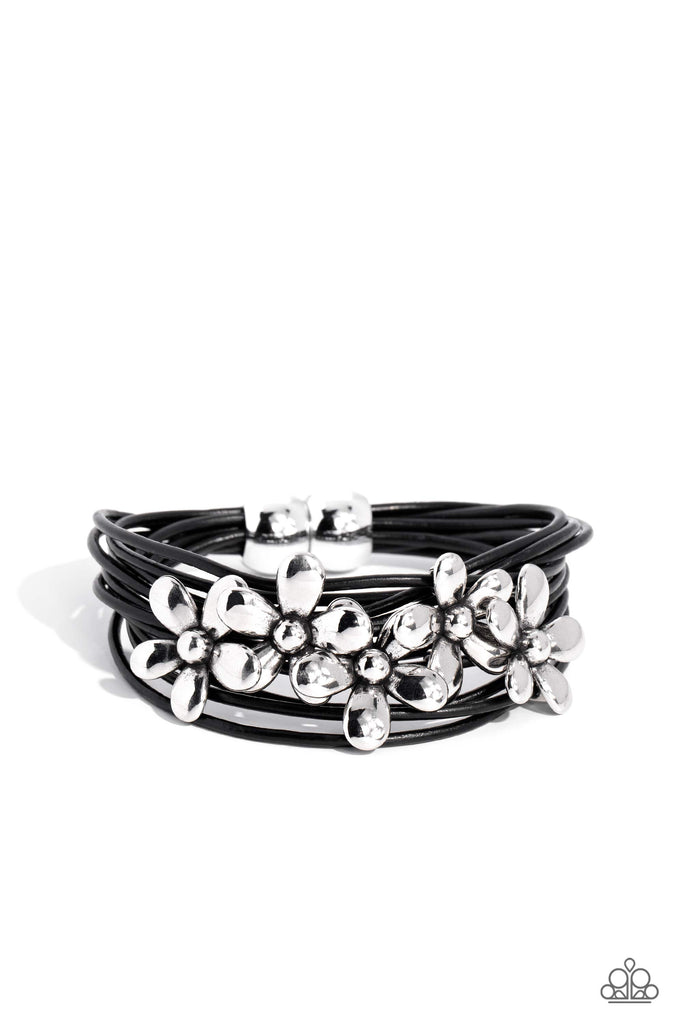 Daisy Little Thing - Black Floral Bracelet - Paparazzi Accessories