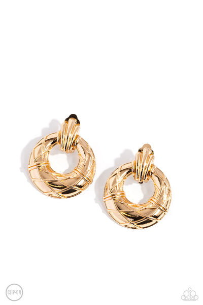 Paparazzi Metro Voyage - Gold Clip on Earrings