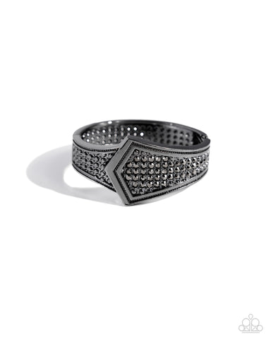 Paparazzi Order of the Arrow - Black Hinged Bracelet