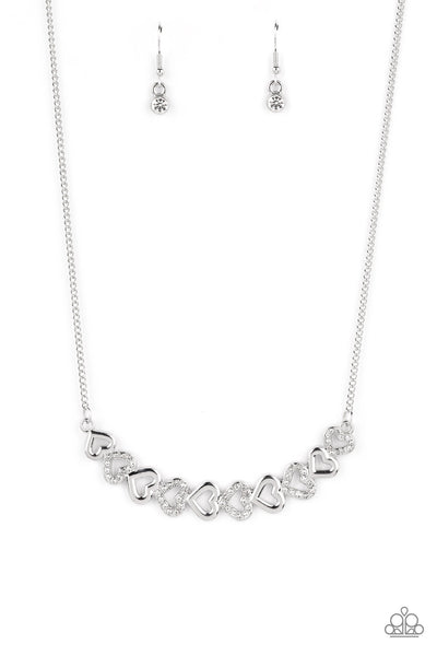 Paparazzi Sparkly Suitor - White Heart Necklace