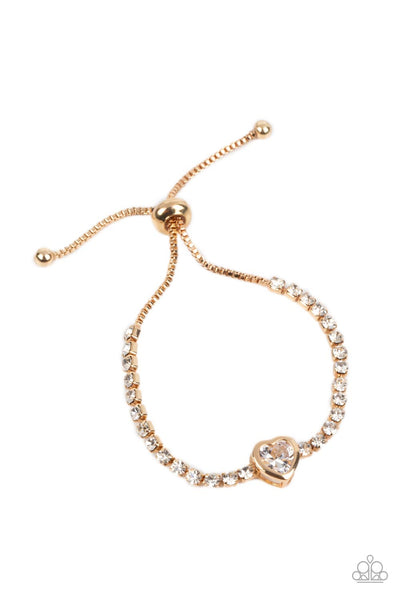 Paparazzi Mirrored Love - Gold Heart Bracelet