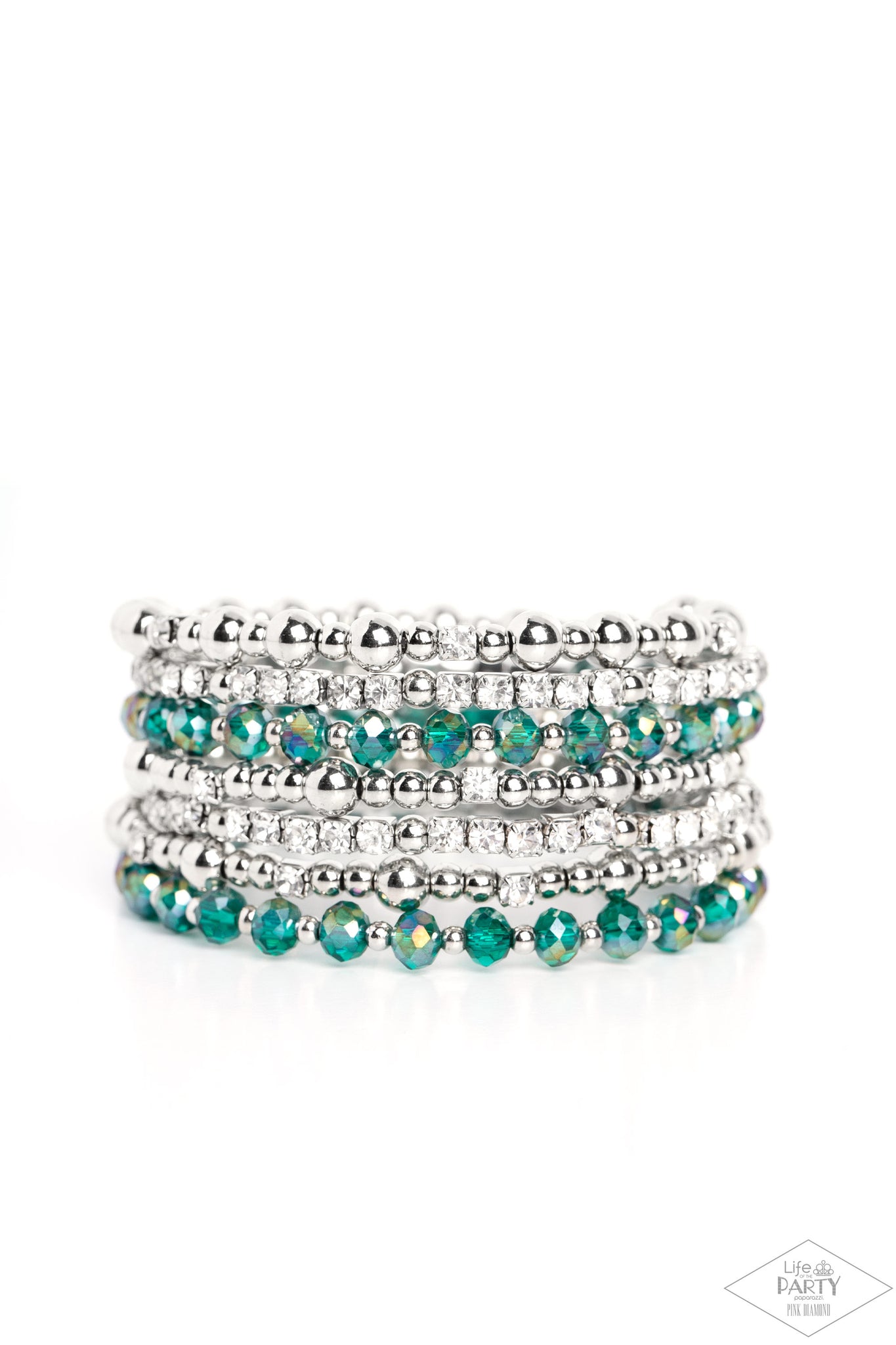 Paparazzi ICE Knowing You - Coiled Green Multi Bracelet