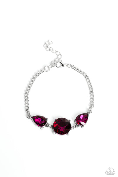 Paparazzi Round Royalty Necklace and Twinkling Trio Bracelet Pink Set