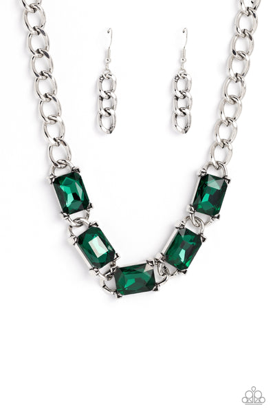 Paparazzi Radiating Review Necklace and Dazzling Debut Green Bracelet Set