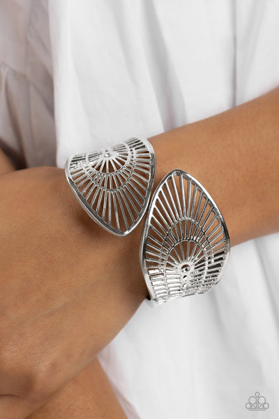 Paparazzi Palatial Palms - Silver Hinged Bracelet