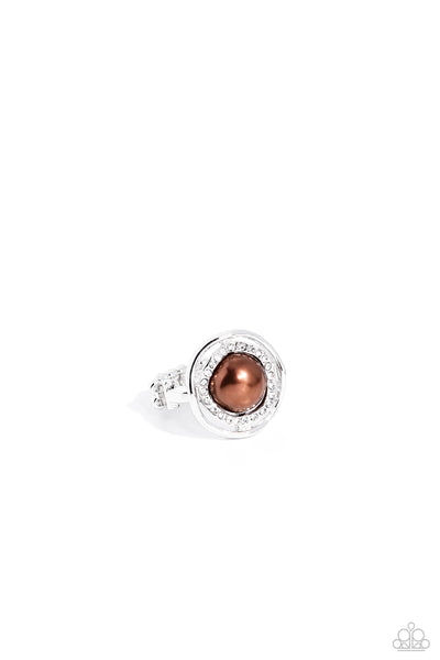 Paparazzi GLITTER Chic Center - Brown Pearl Ring