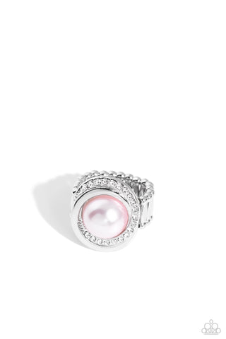 Paparazzi Folded Flair - Pink Pearl Ring