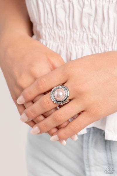 Paparazzi Folded Flair - Pink Pearl Ring