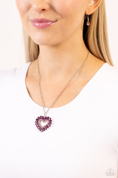 Paparazzi FLIRT No More - Pink Heart Necklace