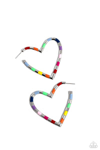 Paparazzi Striped Sweethearts - Multi HEART Earrings