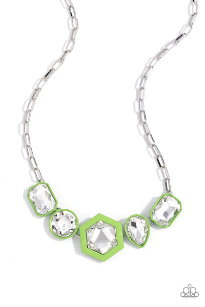 Paparazzi Evolving Elegance Necklace, Earrings, Bracelet and Ring Green Set