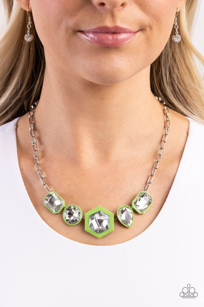 Paparazzi Evolving Elegance Necklace, Earrings, Bracelet and Ring Green Set