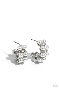 Paparazzi White Collar Wardrobe - White Small Hoop Pearl Earrings