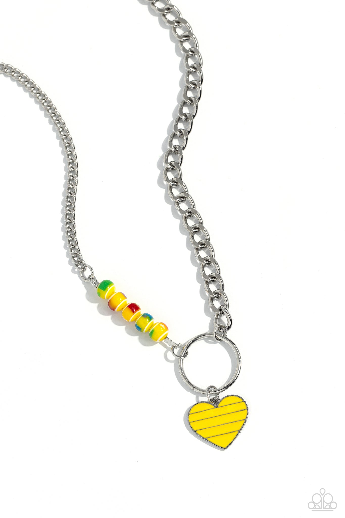 Paparazzi Mismatched Mayhem - Yellow Heart Necklace