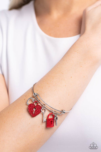 Paparazzi Locked Legacy - Red Heart Charm Bracelet