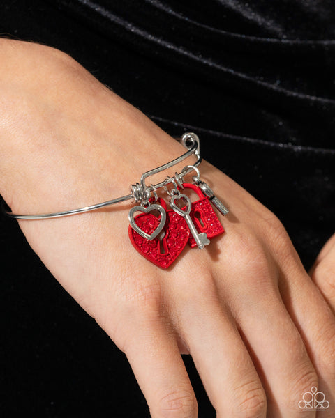 Paparazzi Locked Legacy - Red Heart Charm Bracelet