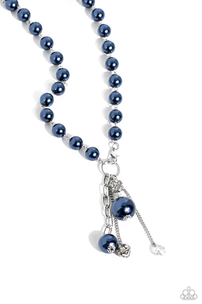 Paparazzi White Collar Welcome Pearl Blue Necklace