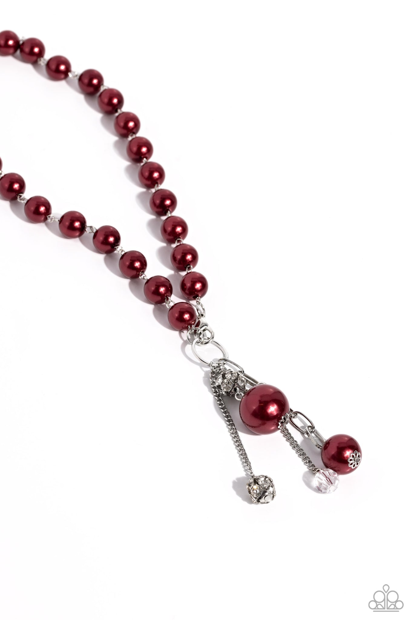 Paparazzi 
White Collar Welcome - Red Pearl Necklace