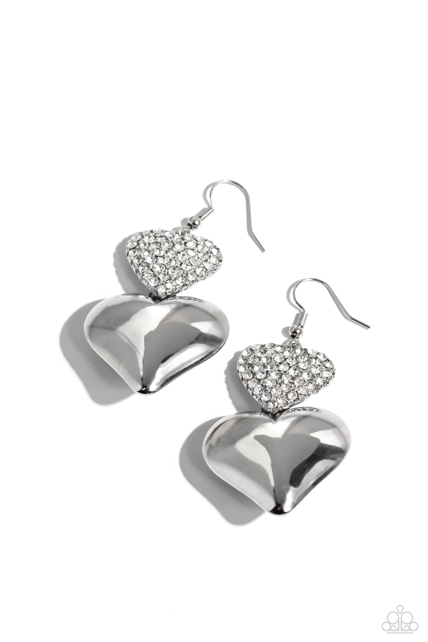 Paparazzi Charming Connection - White Heart Earrings