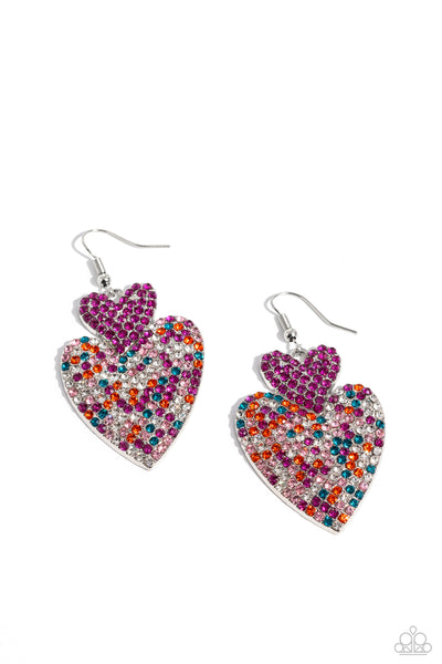 Paparazzi Flirting Flourish - Pink Heart Earrings