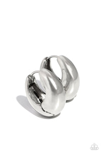 Paparazzi Boss BEVEL - Silver Hoop Earrings