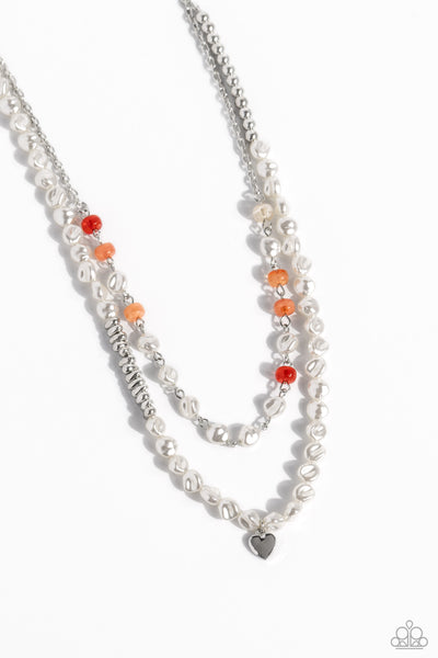 Paparazzi Pearl Pact - Orange Necklace