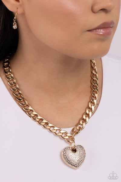 Paparazzi Ardent Affection - Gold Heart Necklace