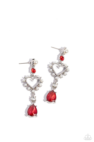 Paparazzi Lovers Lure - Red Heart Earrings