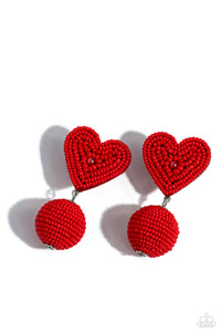 Paparazzi Spherical Sweethearts Heart Seed Bead Red Earrings