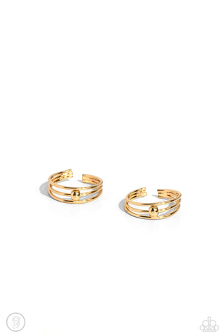 Paparazzi Stud Story Cuff Gold Earrings