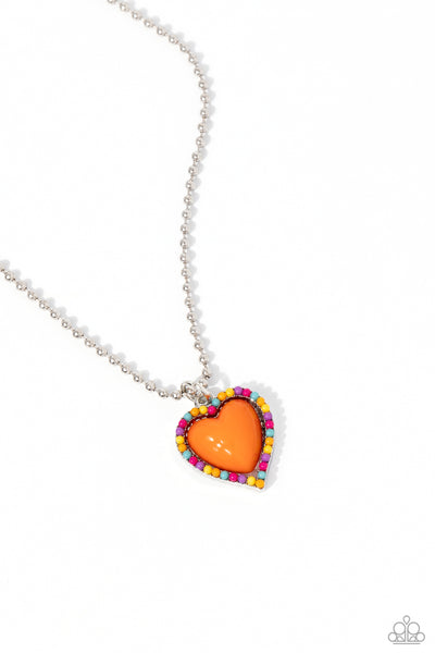 Paparazzi Romantic Ragtime Orange Heart Necklace