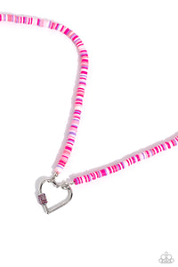 Paparazzi Clearly Carabiner - Pink Heart Necklace
