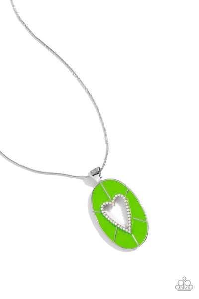 Paparazzi Airy Affection - Green Heart Necklace