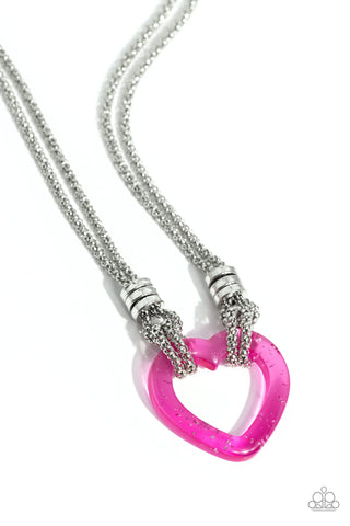 Paparazzi Lead with Your Heart - Pink Heart Necklace