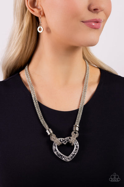 Paparazzi Lead with Your Heart - Silver Heart Necklace