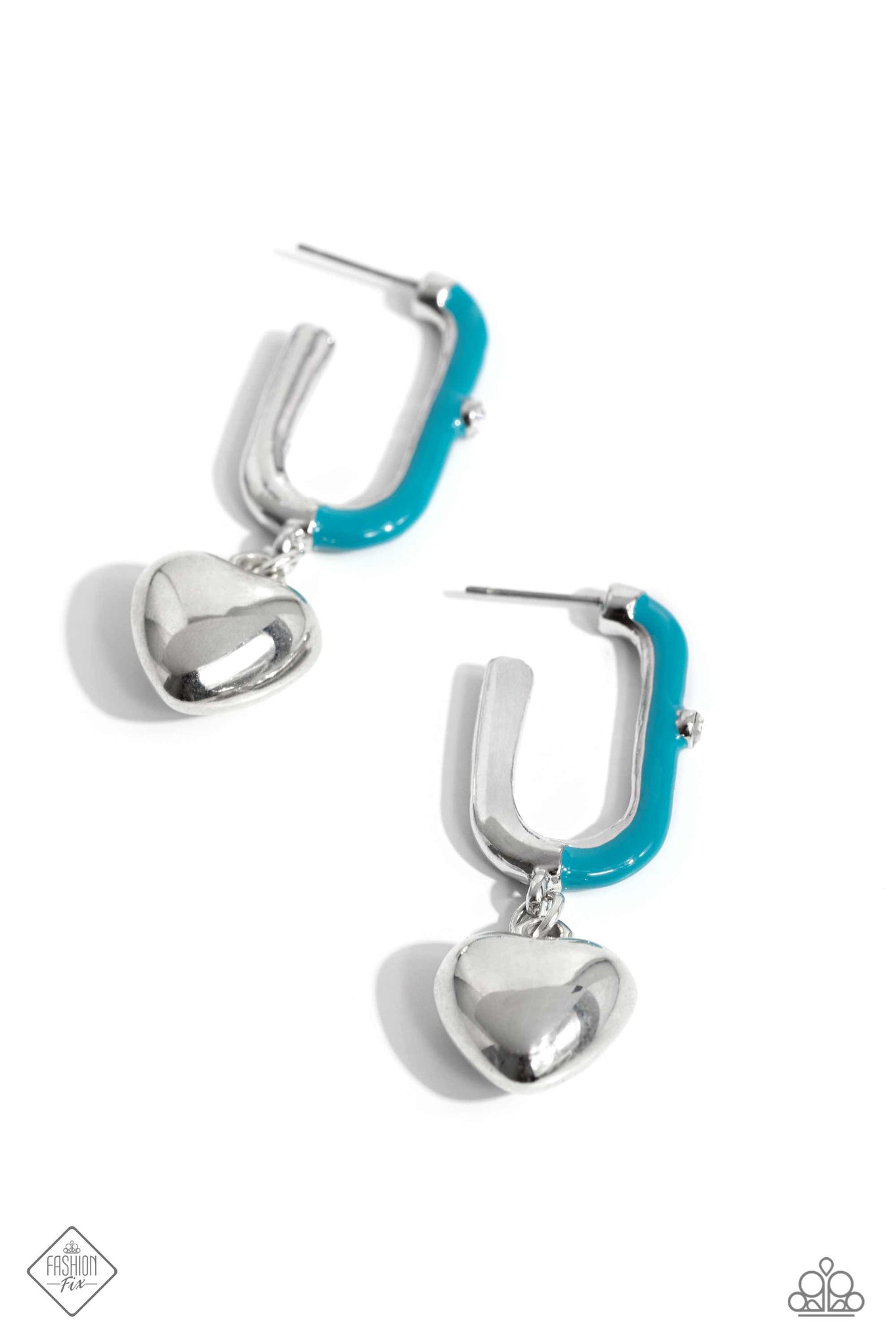 Paparazzi Cherishing Color - Blue Heart Earrings