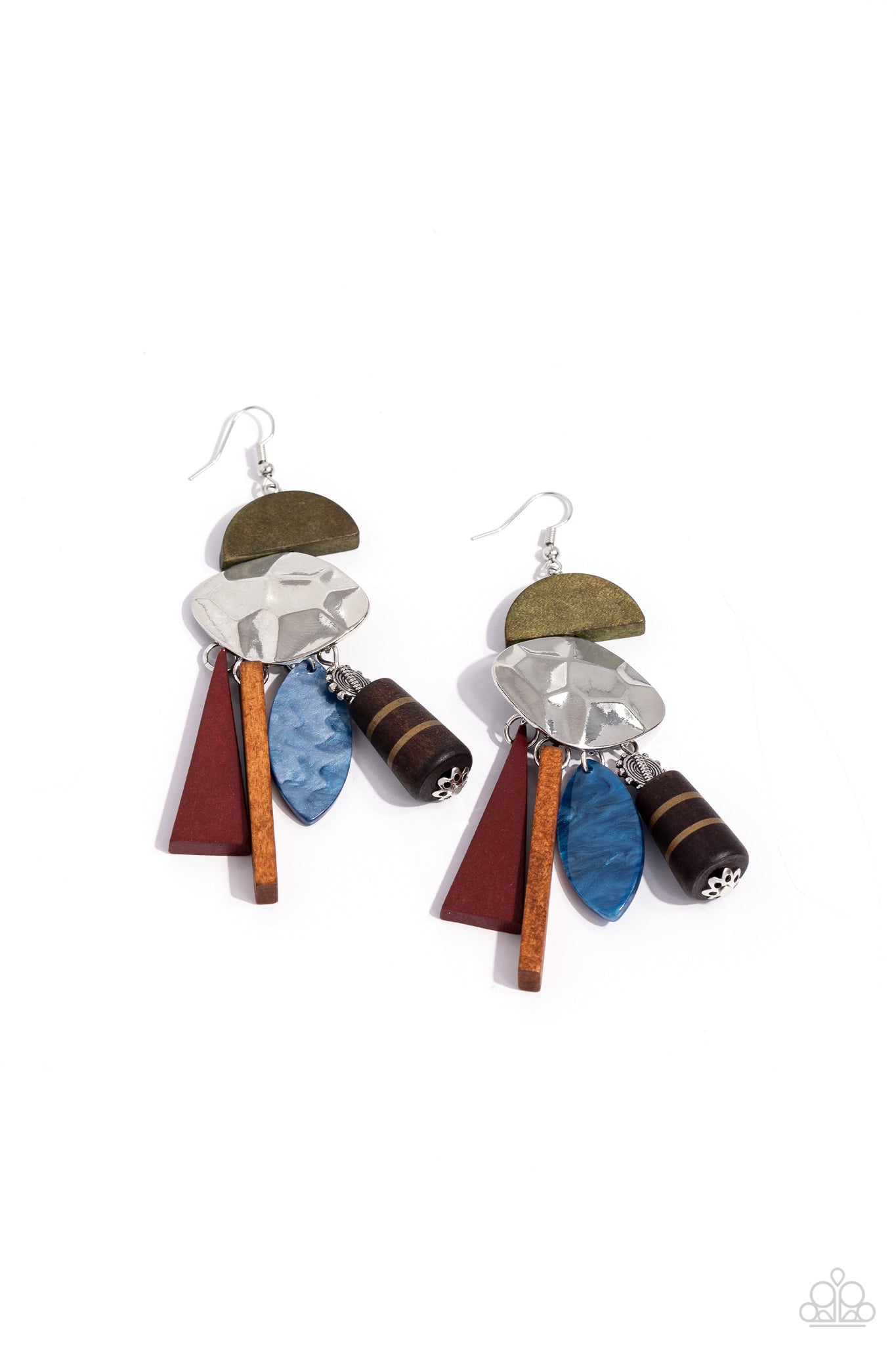 Paparazzi Textured Talisman - Multi Wooden Earrings