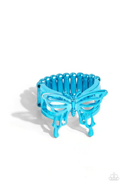 Paparazzi Playfully Polished - Blue Butterfly Ring