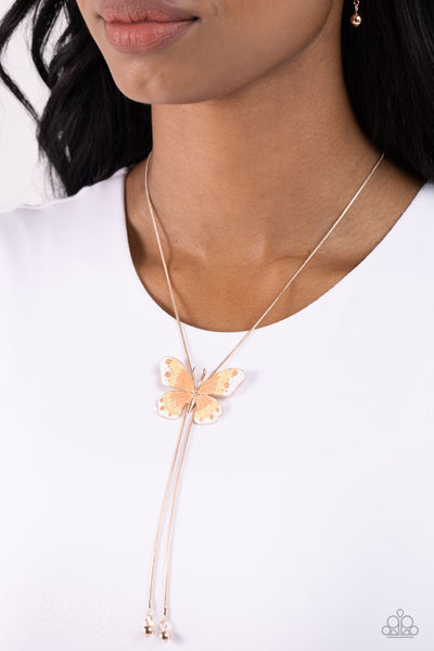 Paparazzi Suspended Shades - Rose Gold Butterfly Necklace