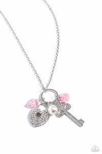 Paparazzi Girly Gathering - Pink Heart and Lock Necklace