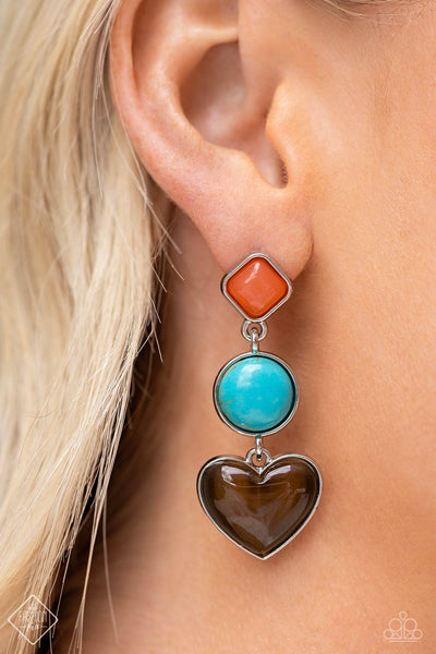 Paparazzi Desertscape Debut - Brown Heart Earrings