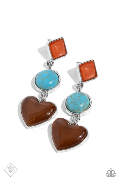 Paparazzi Desertscape Debut - Brown Heart Earrings