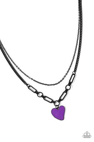 Paparazzi Carefree Confidence - Purple Heart Necklace