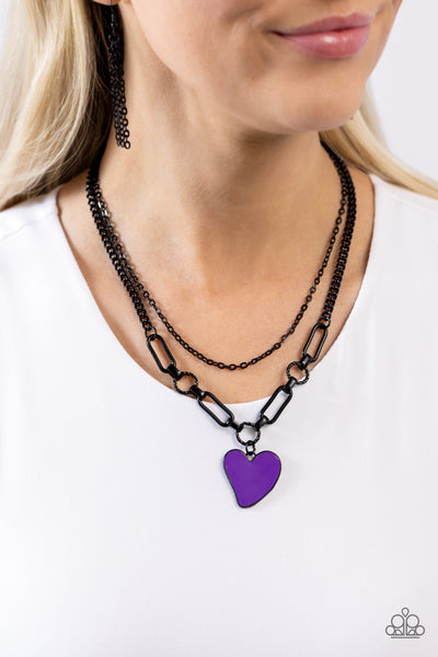 Paparazzi Carefree Confidence - Purple Heart Necklace