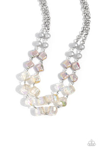 Paparazzi Eclectic Embellishment Iridescent Silver Necklace