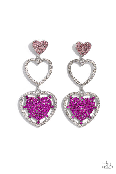 Paparazzi Couples Celebration - Pink Heart Earrings