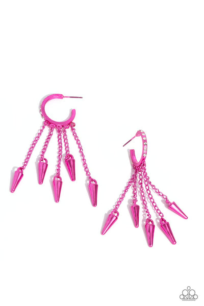 Paparazzi Piquant Punk - Pink Earrings